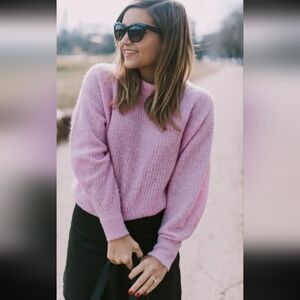 Everlane Pink Ribbed Crewneck Sweater alpaca sz M